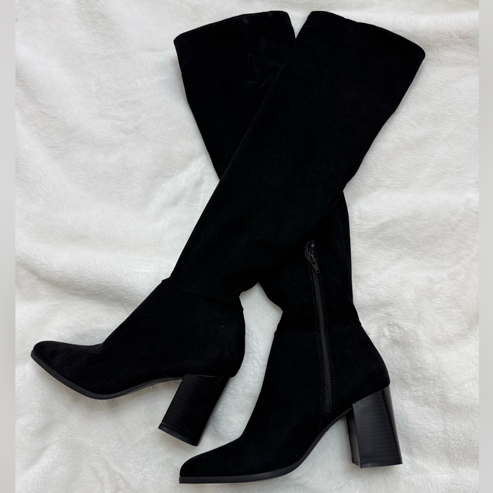 NEW INC Womens Windee Black Faux Leather Tall Over-The-Knee Boots